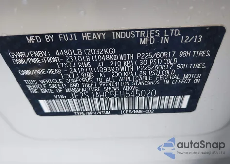 2014 Subaru Forester 2.5I Limited from USA, damaged, VIN JF2SJAHC5EH545020